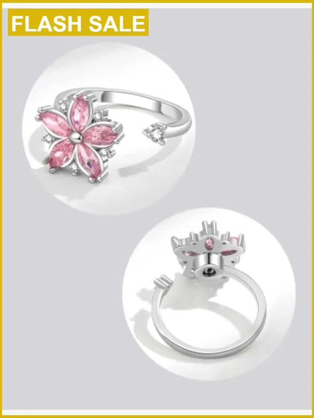 Adjustable Flower Spinner Anxiety Ring Daisy Sunflower Fidget